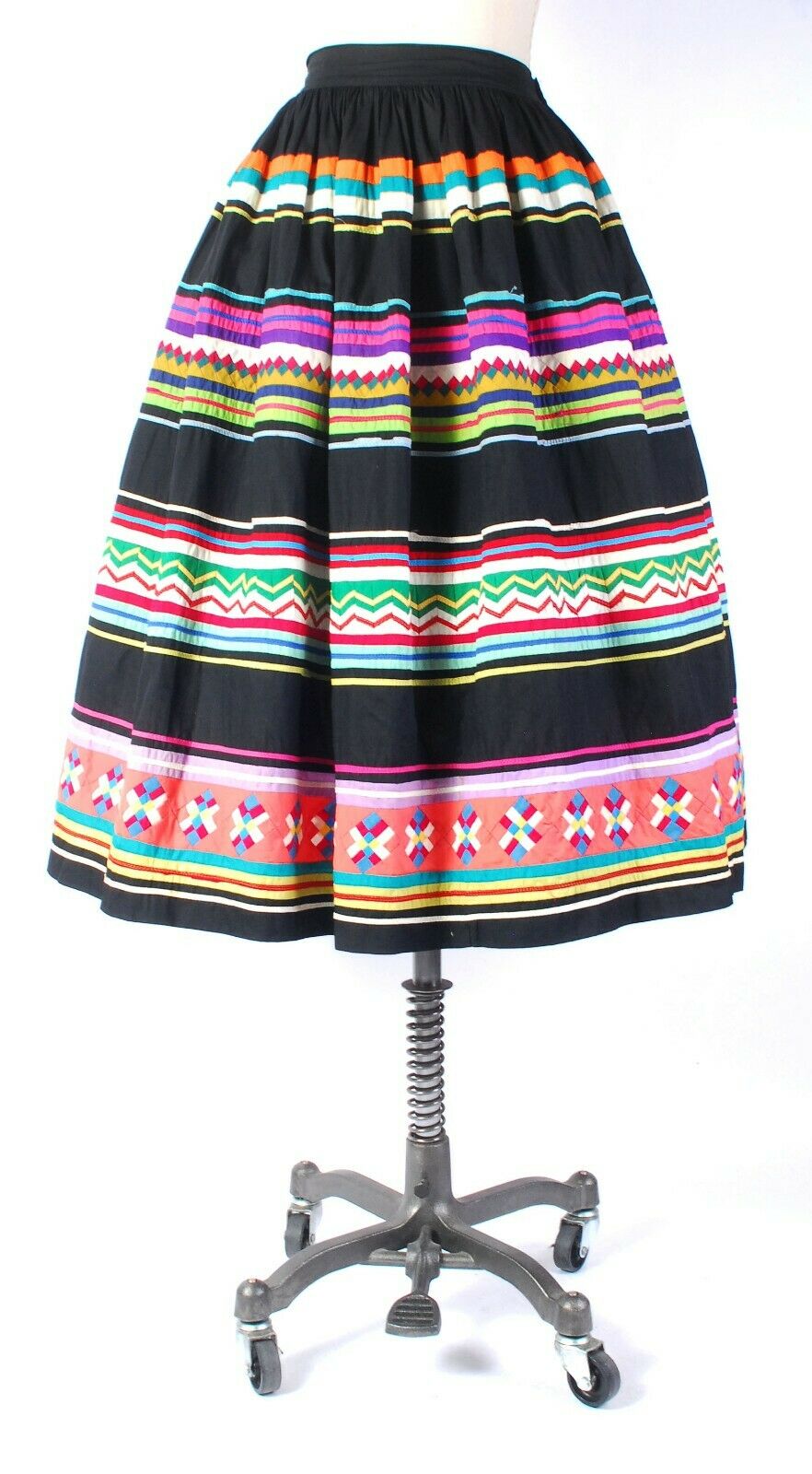 Vintage 50s 60s Seminole Native American Patchwork Handmade Full Skirt