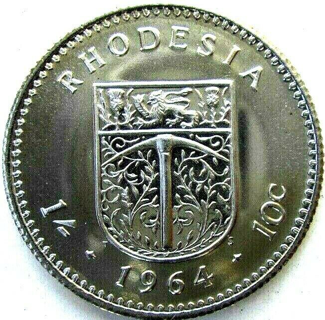 Rhodesia Coins, 1 Shilling / 10 Cents 1964, Elizabeth Ii, Proof